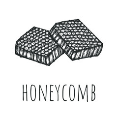 Honeycomb hand drawn vector illustration, isolated design element.
