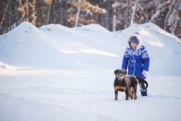 Positive little girl and her beloved faithful dog