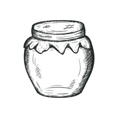 Vintage jar hand drawn isolated vector element, simple sketchy illustration.