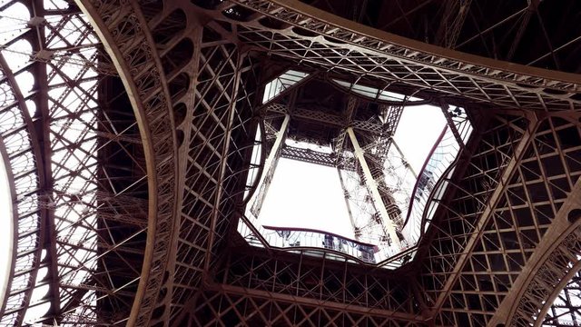Eiffel Tower still shot low angle view from tower base architecture abstract geometry