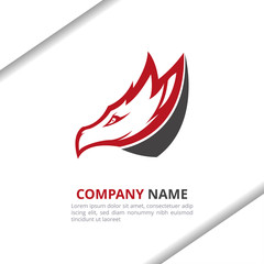 Obraz premium Dragon head Logo Design Concept, for your company or brand identity in red and black color
