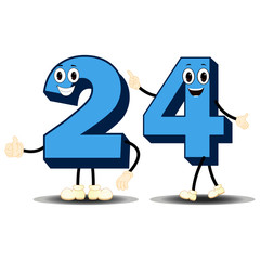Number Twenty Four - Cartoon Vector Image