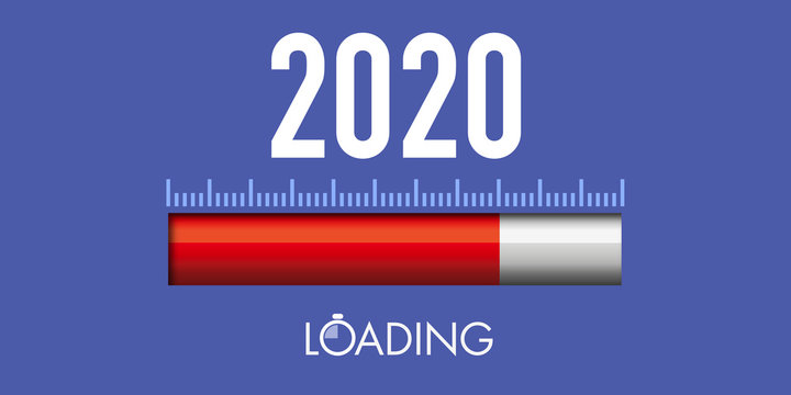 Concept du compte à rebours symbolisé par un curseur passant au rouge avant le passage en 2020.