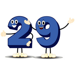 Number Twenty Nine - Cartoon Vector Image