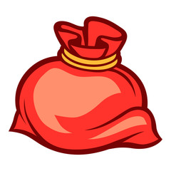 Illustration of Christmas bag with gifts.