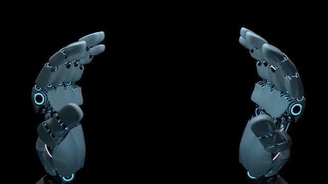 Humanoid Robot Hands Black Background 4k Animation