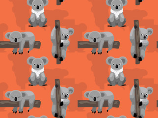 Cute Koala Tree Cartoon Seamless Background Wallpaper © bullet_chained