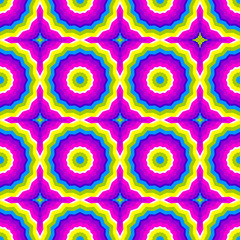 Wrapping paper with rainbow stars. Optical expansion illusion. Seamless pattern.