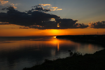 Beautiful dramatic sunset at cape Kaliakra, Black Sea, Bulgaria