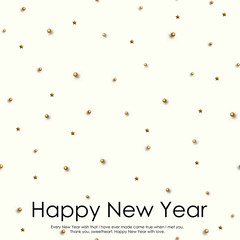Happy New Year card with ornametns on white background. Vector