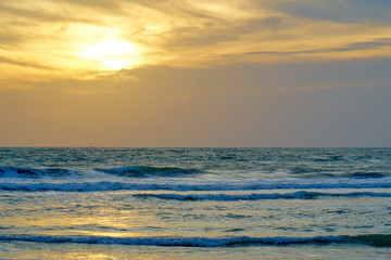 Magnificent sunset on the ocean coast.