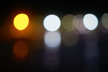 Beautiful bokeh circles.  Out of focus illumination on tropical beach.