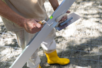 Worker with yellow boots