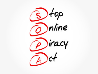 SOPA - Stop Online Piracy Act acronym, concept background