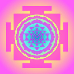 Fototapeta premium The Sri Yantra or Sri Chakra, form of mystical diagram, Shri Vidya school of Hindu tantra symbol. Sacred geometry vector design element. Vector illustration.