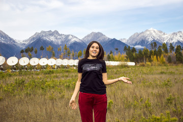 girl with emotions with gestures in nature