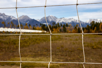 outdoor sports ground, volleyball net rope