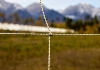 outdoor sports ground, volleyball net rope