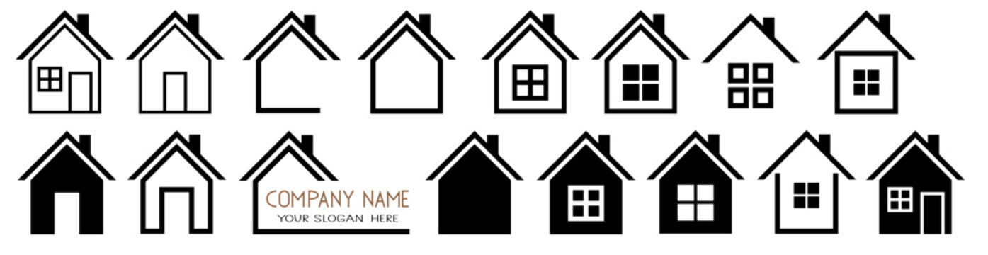 House vector icons Set logo symbols on white