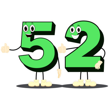 Colorful Number Fifty-Two Character Vector Stock Vector | Adobe Stock