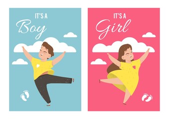 Baby Shower Announcement Cards Templates Set.