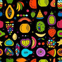 Fruits collection, creative seamless background for your design