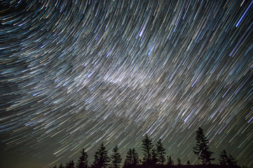 Tracks of stars in the night sky