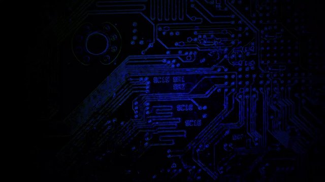 dark blue electronic diagrame zoom and slide for techonlogy and business background