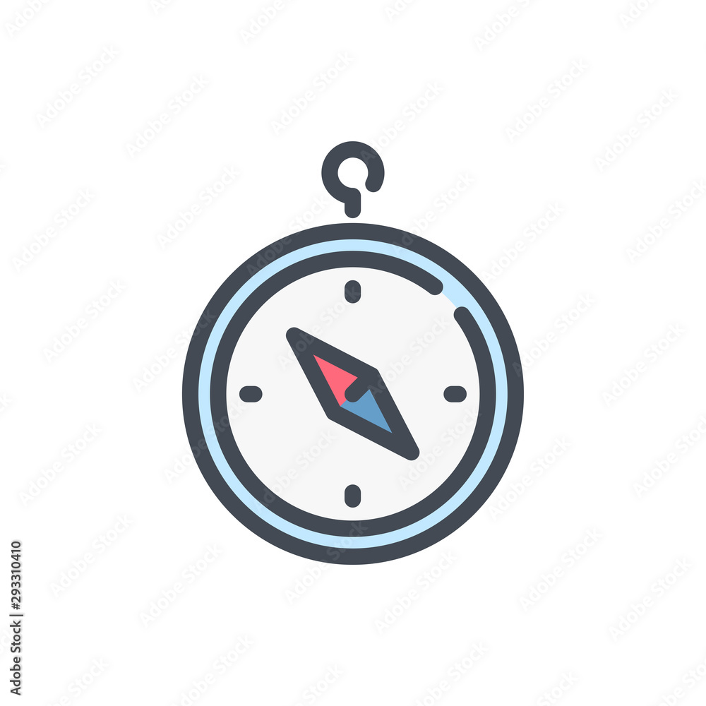 Poster compass color line icon. map orientation vector outline colorful sign.