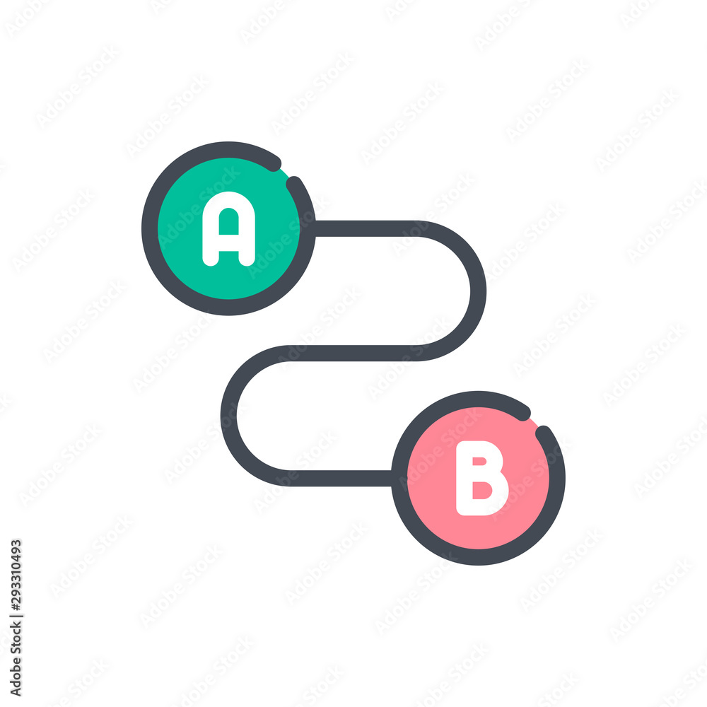 Poster travel navigation color line icon. track distance vector outline colorful sign.