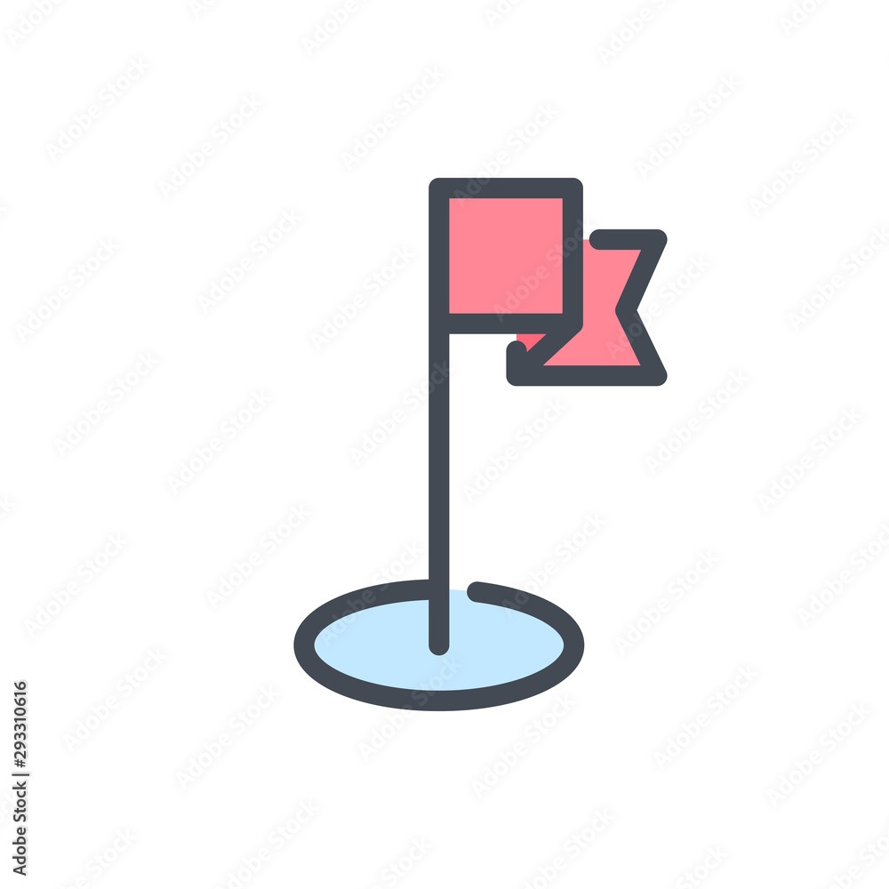 Poster flag pointer color line icon. location vector outline colorful sign.