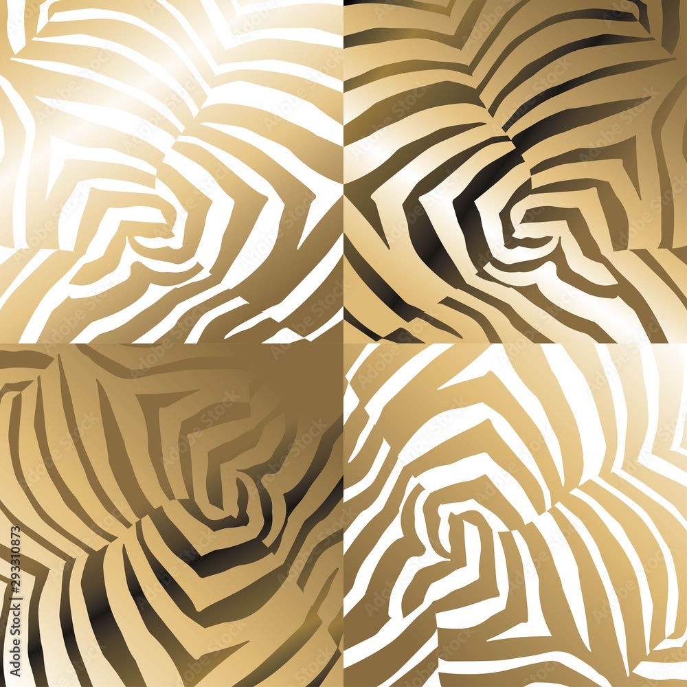 Aufkleber seamless vector pattern with golden zebra print
