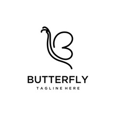 Illustration of abstract butterfly animal made modern and clean with line art logo design
