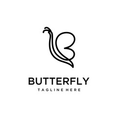 Illustration of abstract butterfly animal made modern and clean with line art logo design	