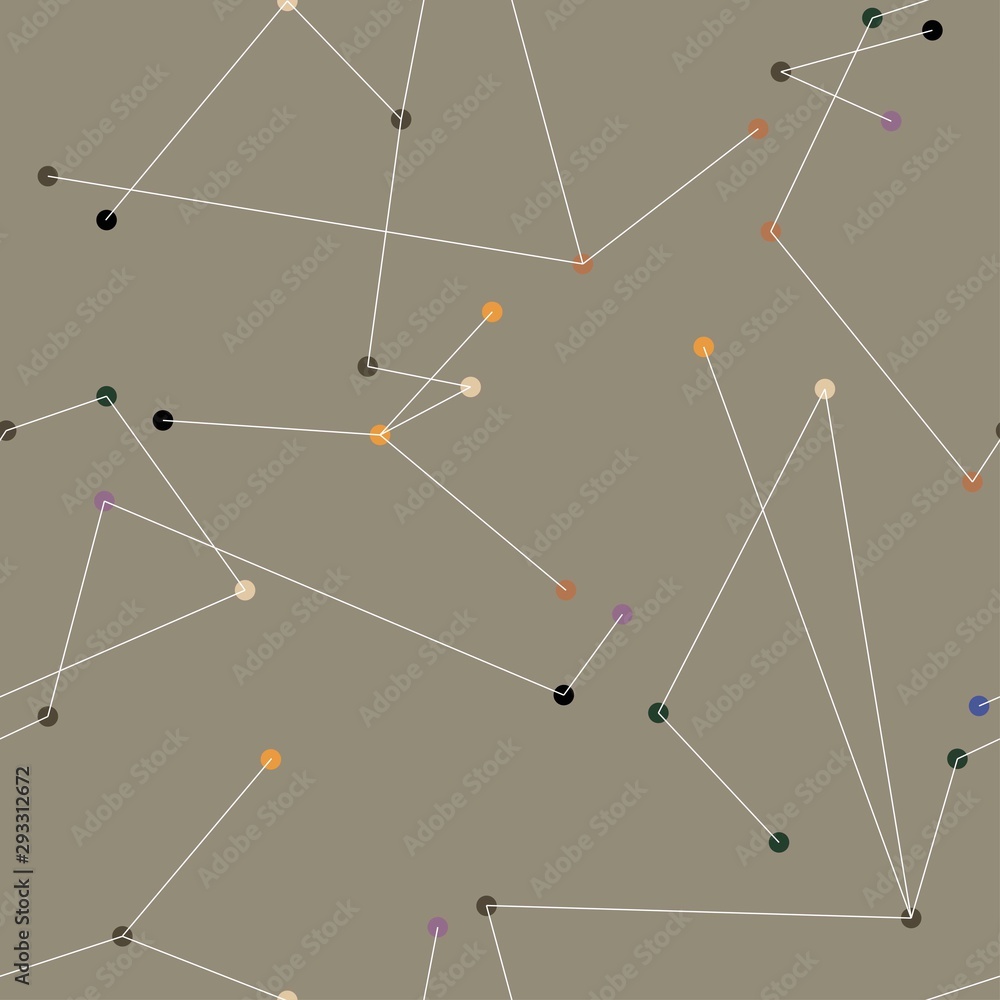 Poster abstract seamless pattern with colored dots and white lines