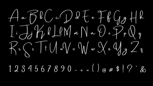 Handwritten English letters with a beautiful font. 4k animated Full alphabet.  In and Out Cycle