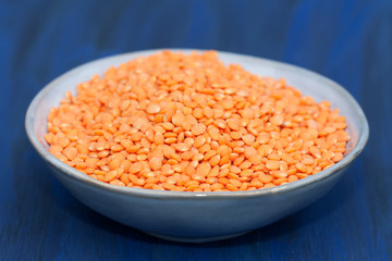 Bowl of red lentils.