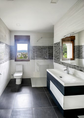 Clean and fresh bathroom. Beautiful Modern and new Bathroom interior.