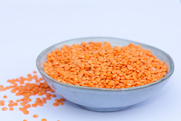 Bowl of red lentils.