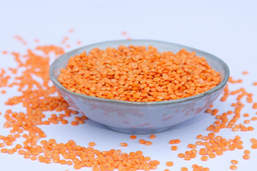 Bowl of red lentils.