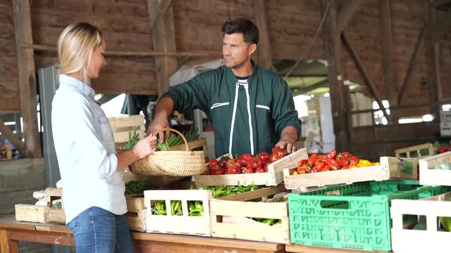 Farmer selling products directly fom the farm