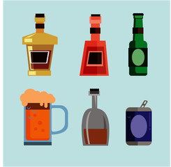beer bottle collection set icon 