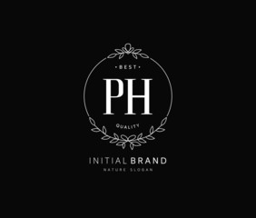 P H PH Beauty vector initial logo, handwriting logo of initial signature, wedding, fashion, jewerly, boutique, floral and botanical with creative template for any company or business.