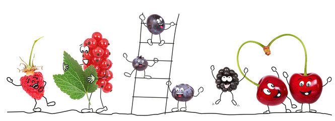 Beeren Bio-Obst als Comic