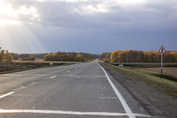 Most asphalt road. Shallow depth of field