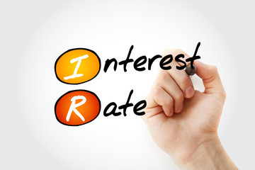 IR - Interest Rate acronym with marker, business concept background