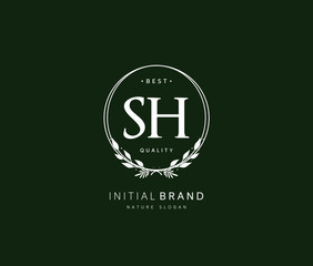 S H SH Beauty vector initial logo, handwriting logo of initial signature, wedding, fashion, jewerly, boutique, floral and botanical with creative template for any company or business.