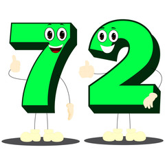 Number Seventy Two - Cartoon Vector Image
