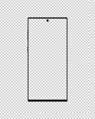 Realistic phone with transparent screen. Smartphone mockup. Vector graphic