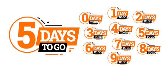 Countdown left days banner. count time sale. Nine, eight, seven, six, five, four, three, two, one, zero days left. Vector illustration
